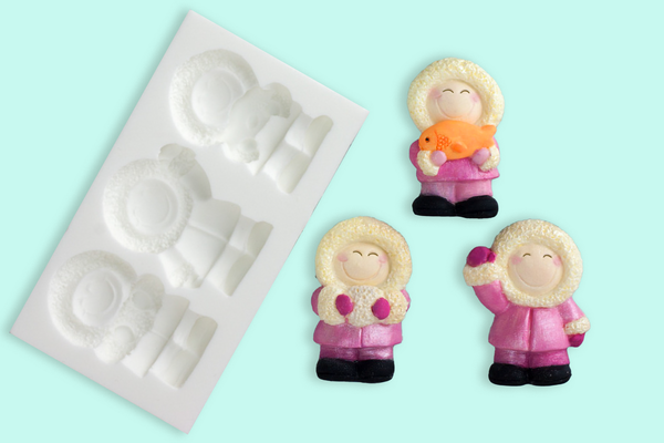 Winter Eskimos, Christmas, Silicone Mould - Ellam Sugarcraft Moulds 