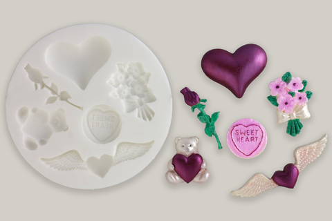 Valentine Love Themed Silicone Mould - Ellam Sugarcraft Moulds 