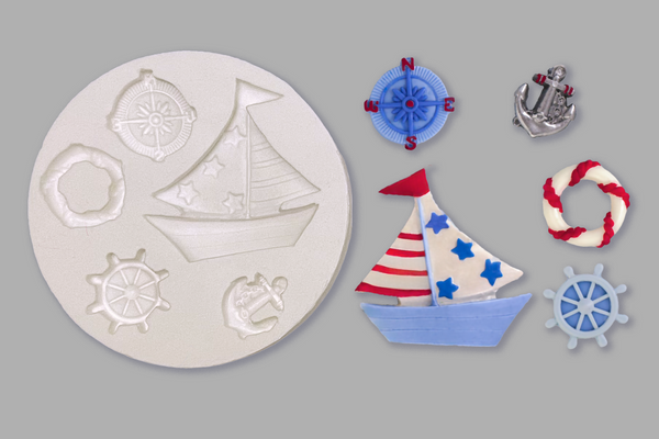 Nautical yacht compass anchor Silicone cupcake craft cake  Mould - Ellam Sugarcraft Moulds 