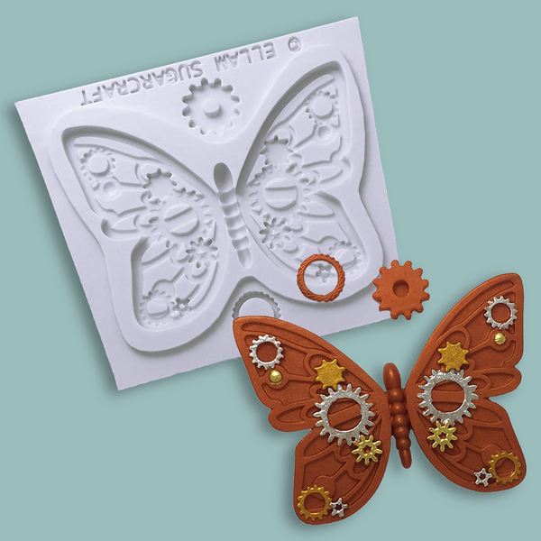 Steampunk Butterfly Silicone Mould - Ellam Sugarcraft cupcake cake craft  Moulds 