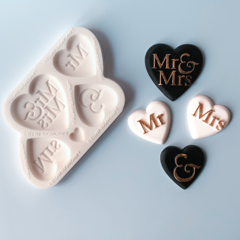 Mr & Mrs Wedding Hearts Food Safe Silicone Mould