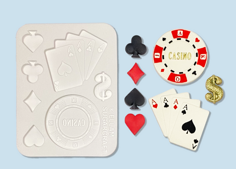 Casino Poker Chips, Vegas, Card Suits Silicone cupcake cake craft Mould - Ellam Sugarcraft Moulds 