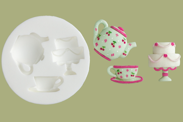 Teapot & Cake Silicone craft Mould - Ellam Sugarcraft 