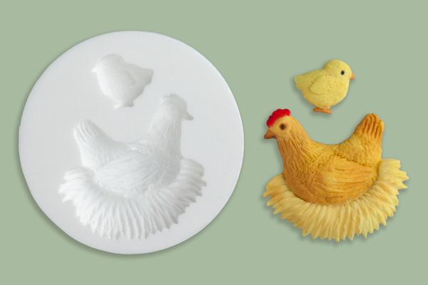  Hen, Chicken, chick Silicone Mould -  Easter mould - Ellam Sugarcraft 