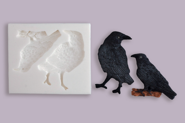  Halloween Raven cupcake mold, Crow Silicone Mould - raven mould- Ellam Sugarcraft 