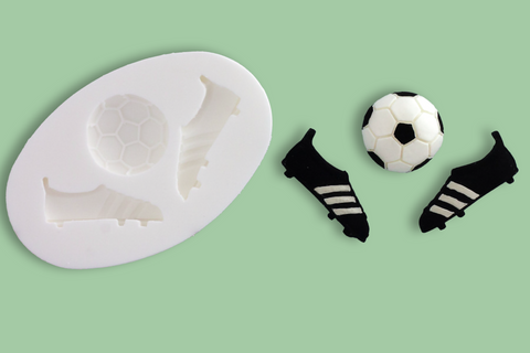 Football Boots & Ball Silicone Mould -soccer boot mold - Ellam Sugarcraft Moulds 