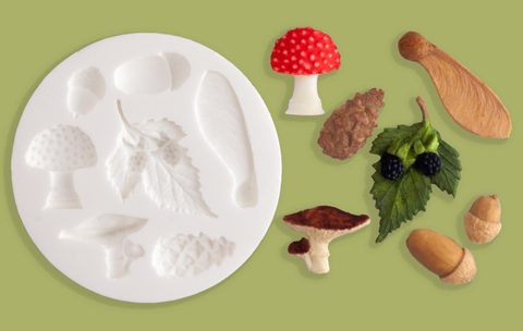 Woodland Autumn Themed,Pine Cone, Blackberry, Acorn, Silicone Mould - Ellam Sugarcraft Moulds 