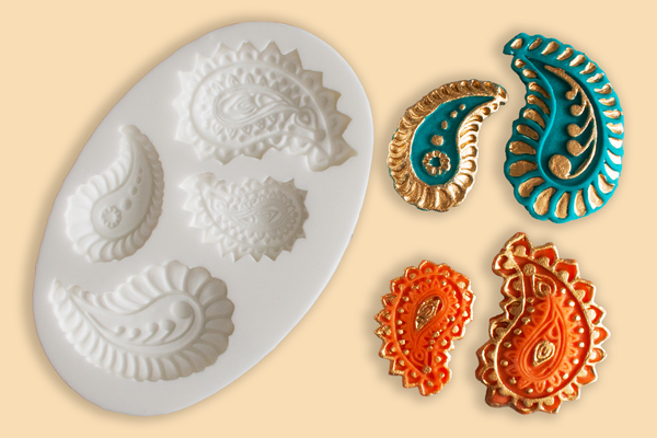  Paisley mould- henna mould- asian cupcake cake craft silicone Mould - Ellam Sugarcraft Moulds 