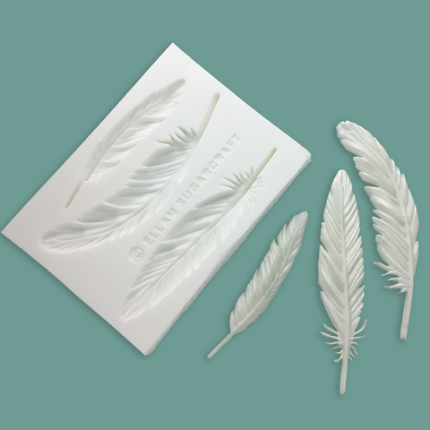 3 feather silicone cake craft mould 6cm, 7.5cm, 8cm,