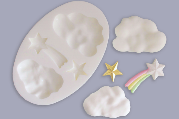 Clouds & Stars Silicone cupcake cake craft Mould - Ellam Sugarcraft Moulds