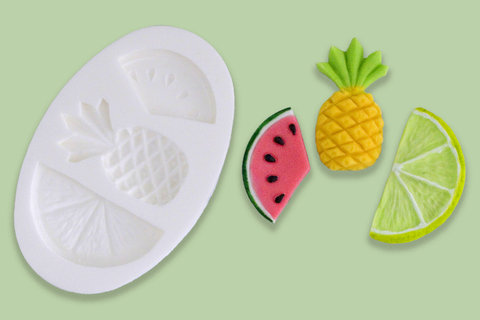 Tropical fruit, Pineapple, citrus slice, Watermelon Silicone Mould - Ellam Sugarcraft Moulds