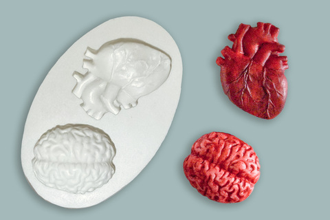 Anatomical Heart & Brain Halloween cupcake cake  Silicone Mould by Ellam Sugarcraft - Ellam Sugarcraft Moulds 