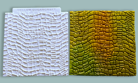 reptile skin, crocodile skin, silicone craft mould Ellam Sugarcraft texture embossing mat