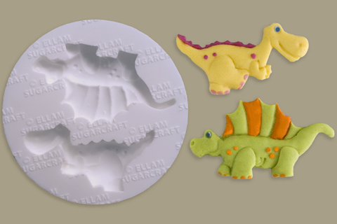 Whimsical dinosaurs, dinosaur Silicone cupcake cake craft Mould - Ellam Sugarcraft Moulds 