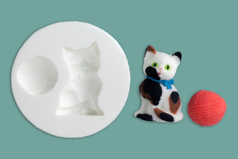 Cat, Kitten & Wool Silicone cupcake cake craft Mould - Ellam Sugarcraft Moulds 