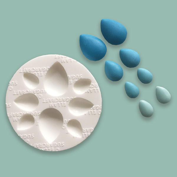 teardrop raindrop cabochon silicone mould, for cake decoration fondant, chocolate, polymer clay