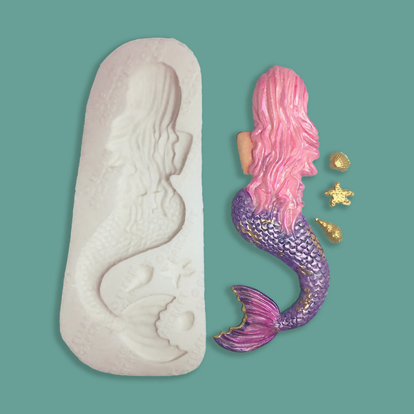 rear view mermaid silicone cake cupcake fondant chocolate polymer clay mould designed by Ellam Sugarcraft