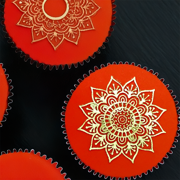 Mehndi inspired,  henna style Mandala cupcake embossing mat,  Silicone Mould (V2)