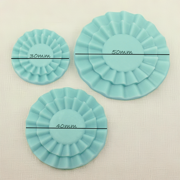 3 Cavity Rosette Ribbon 50mm, 40mm, 30mm, Silicone Mould