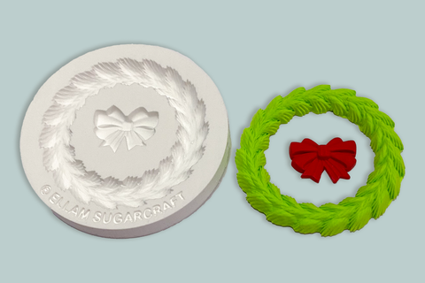 Christmas fir Wreath with Bow Silicone Mould 55mm diameter