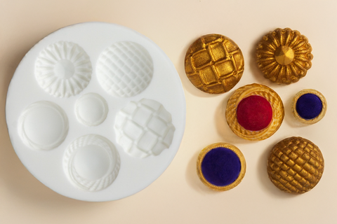 Vintage Style Brooch Buttons Silicone Mould - Ellam Sugarcraft Moulds For Fondant Or Chocolate