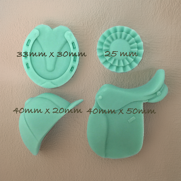 Equestrian/Riding theme, Saddle, Horseshoe. Rosette & Hat  Silicone Mould