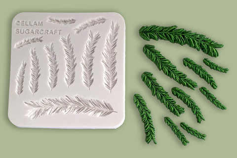 Christmas tree branch food safe silicone craft mould. Pine, fir, spruce silicone mold, for cupcakes, craft, polymer clay, air dry clay highly detailed. 