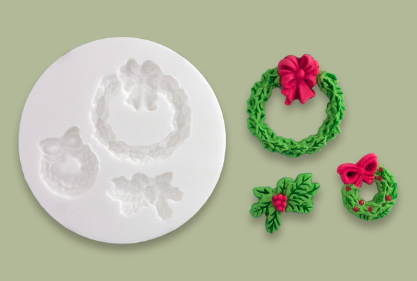 Christmas wreaths Silicone cupcake cake craft Mould - Ellam Sugarcraft Moulds