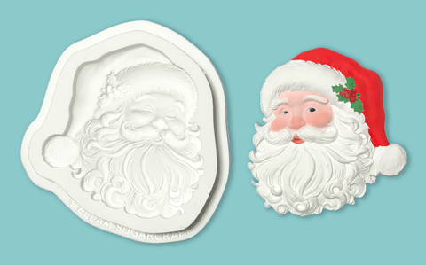 large 80mm Santa Claus head, father Christmas face, silicone craft mould food safe designed and modelled by Ellam Sugarcraft