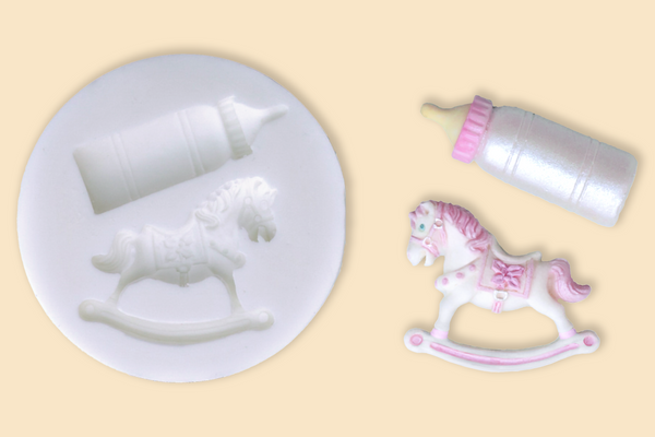 Rocking Horse mould - Baby Bottle Silicone Mould - Ellam Sugarcraft cupcake cake craft Moulds 