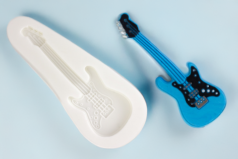 a white silicone guitar craft mould food safe for cake decoration wax clay resin crafts 