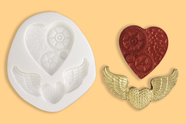 Steampunk Hearts Silicone Mould - Ellam Sugarcraft Moulds 