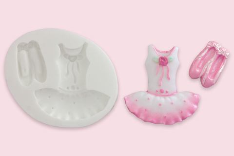 Ballet Tutu & Ballet Shoes Silicone cake cupcake Mould - Ellam Sugarcraft Moulds 