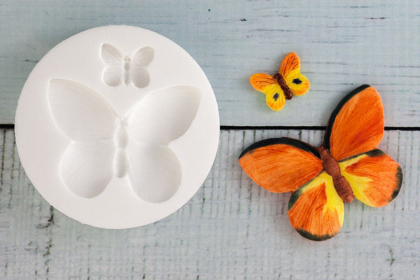 2 Butterflies - Large Butterfly 50mm - Small 15mm Silicone Mould ...