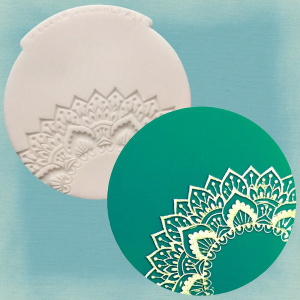 Mehndi inspired,  henna style  cupcake embossing mat,  Silicone Mould (V4)